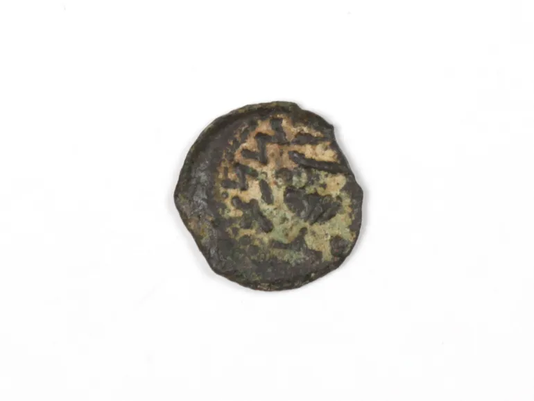 SKU IB03410: worn bronze coin with a vine leaf and chalice, shown on a white background.
