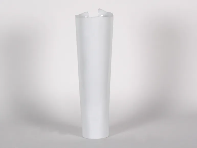Blanc d'Ivoire white porcelain vase, SKU IB05567, tall modern design with wavy rim.