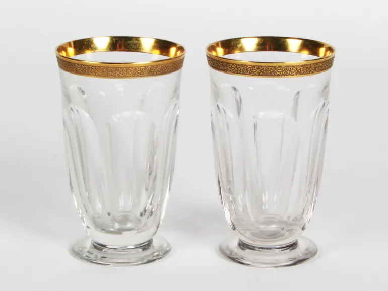 Paire de verres en cristal Moser, motif Lady Hamilton, verre taillé transparent avec bord doré, SKU IB08356.