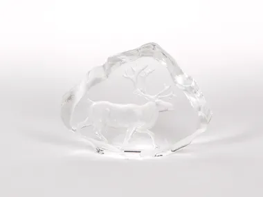 Swedish crystal cut sculpture with deer design, signed M Sweden 3597, SKU IB00623.