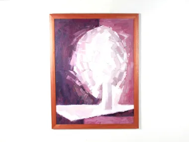Maurice Mante, SKU IB08701: abstract purple tree oil painting on canvas in a wooden frame.
