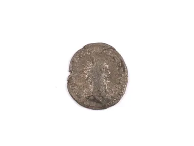 Roman Empire billon denarius of Valerian I, worn coin shown obverse, SKU IB09028.