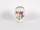 Porcelain vase IB00107, round white vase with floral decoration and gold trim.