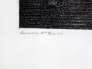 IB00338: close-up of a black engraved print on white paper, showing the printed signature "Printed by Wm. Hogarth."