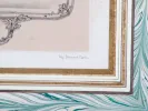 IB00574 – Framed lithograph by Becquet, Paris, showing a decorative platter print in a gilded wooden frame.
