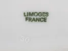Limoges Porcelain ashtray, SKU IB00741, with green Limoges France mark on white porcelain.