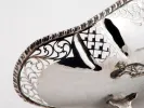 Openwork oval sterling silver basket on four feet, IB00816