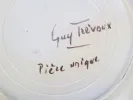 SKU IB01061: underside of a signed Guy Trevoux square ceramic collector plate with handwritten signature visible.