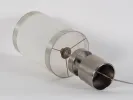 Chrome steel lamp base with original shade, two cylindrical bodies, SKU IB01200.