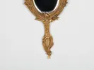 IB01282 gilded bronze Rocaille dressing table mirror with ornate carved frame and beveled glass