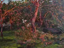 IB01851, Vladimir Tchernychev, peinture à l’huile d’un paysage boisé avec arbres et cours d’eau.