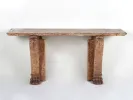 18th century Brocatelle marble console, SKU IB02044, with rectangular top and carved leaf and claw feet.