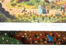 SKU IB02571 : lithographie d’Alain Thomas « Scène Champêtre », scène champêtre colorée avec personnages, fleurs et un chien.