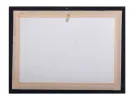 SKU IB02571, lithographie "Scène Champêtre" d’Alain Thomas vue de dos, dans un cadre noir avec carton de montage fixé au ruban.