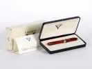 Stylo roller Visconti Van Gogh IB02654 en orange marbré avec garniture argentée, présenté dans son écrin ouvert avec boîte.