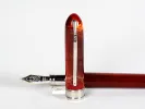 Visconti Van Gogh amber fountain pen, SKU IB02672, with silver trim and 14K nib shown on white background.