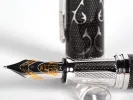 Michel Perchin Monogram fountain pen, SKU IB02739, with 18K gold nib and silver barrel detail shown in close-up.