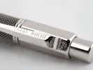 Caran d'Ache Ivanhoe mechanical pencil, SKU IB02909, close-up of braided silver-plated metal barrel and engraved clip.