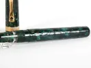Visconti Michelangelo Grande fountain pen, SKU IB02936, shown in marbled green with gold trim and cap detail.