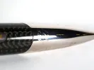 Jean Pierre Lepine Cybergraph fountain pen, SKU IB02941, close-up of carbon fiber and silver-plated metal barrel.