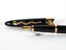 Jean Pierre Lepine Samba 1993 fountain pen, SKU IB02994, black with gold-tone clip and nib, shown in close-up.