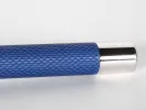 Faber-Castell Graf Von Faber-Castell blue guilloché fountain pen, SKU IB03003, with silver-toned cap end visible.