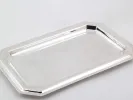 IB03263 silver-plated metal octagonal platter with engraved inscriptions, shown on a white background.