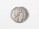 Silver Greek drachma coin of Antiochus III, Apollo on reverse, SKU IB03434.