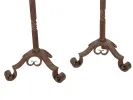 Pair of 19th century candelabra, SKU IB04140, shown with twisted stems and tripod bases in patinated bronze-toned metal.