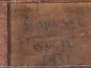 Georges Cyr, IB04552: back of the oil on canvas, showing the artist’s signature and date markings on the stretcher.
