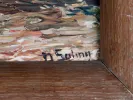 IB04553, détail d’une peinture de Paul Saling montrant des empâtements épais et la signature de l’artiste dans un cadre en bois.