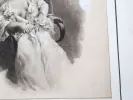 Charles Atamian, Conversation Galante, lavis d’aquarelle signé et daté 1903, SKU IB04958 ; gros plan d’une figure assise avec légende manuscrite, sans cadre.