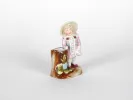 Porcelain sculpture of a girl in a pink dress with a basket, SKU IB05065.