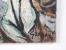 Gino Gregori, « Végétaux », huile sur toile, formes végétales abstraites avec signature visible, SKU IB05142.