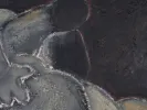 SKU IB05145, Gino Gregori, détail d’une huile abstraite aux tons gris foncé, noir et beige atténué.