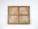SKU IB05146, Gino Gregori, back of a canvas painting with wooden stretcher and worn paper backing.