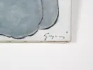 Gino Gregori, « Bagarre de Chats » (IB05150) : gros plan d’une huile sur toile signée, avec formes grises et contours noirs sur fond blanc.