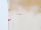 SKU IB05165, Victor Laks abstract composition on a golden background, showing a signed area and the dedication “G. Fardel”.