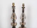 SKU IB05494: Pair of transparent and gilded Bohemian crystal lamp bases with bronze feet, shown as a matching pair.