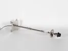 Pied de lampe Blanc d'Ivoire en métal chromé et cristal, avec tige longue et boule en cristal, SKU IB05577.