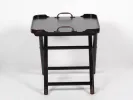 Hanbel wood low folding table, SKU IB05630, with dark tray top, metal handles, and foldable legs on a white background.