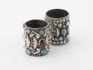 IB05900: Two sterling silver cups inlaid with turquoise, shown together on a white background.