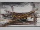 Aquarelle paysage abstrait de Raouf Zarrouk, signée 1972, SKU IB06071.