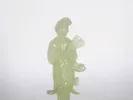 Serpentine Geisha sculpture, SKU IB06292, pale green carved figure holding a fan.