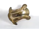 IB06566 Large 70s hammered silver-plated metal centerpiece bowl with pedestal base, shown from above.