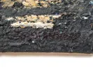 Claude Jouhanneau abstract composition, 2003, IB07237; close-up of textured black, white and ochre paint on canvas.