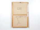 Claude Jouhanneau, Abstract Composition 2003, IB07237: back of a canvas with handwritten signature, date 2003, and inventory markings.