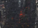 Claude Jouhanneau abstract oil and mixed-media painting on canvas, dark textured composition with red and gray accents, SKU IB07303.