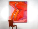 Margot Romer, Camino Hacia la Tarde, SKU IB07334 : peinture abstraite sur toile aux formes rouges, orange, roses et bleues.