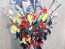 Denyse Louis, Bouquet de Printemps, huile sur toile, bouquet floral abstrait, IB07355.